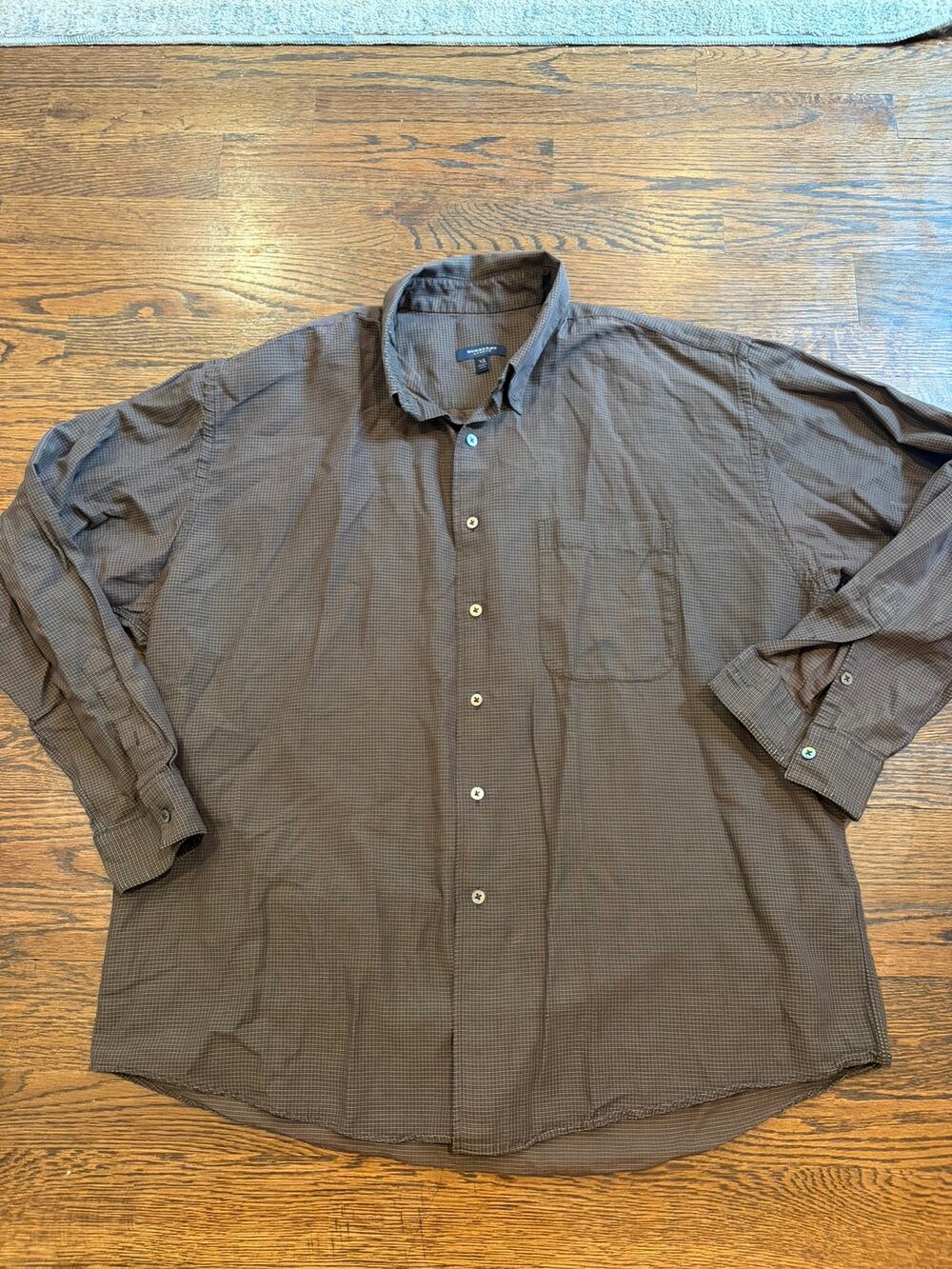 Men's Burberry London Button-Down Shirt Micro Check Made in USA Sz XL